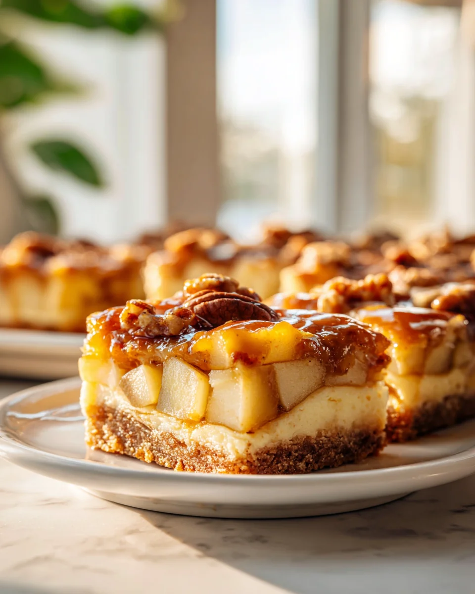 Saftige Karamell Apfel Käsekuchen Riegel – jetzt probieren!