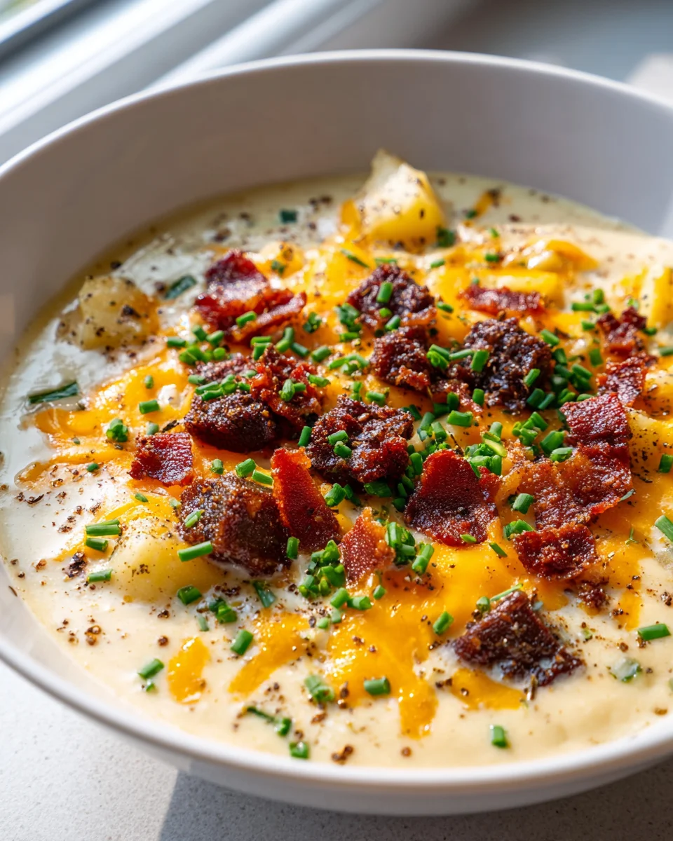 Loaded Ofenkartoffelsuppe: Herzhaft mit Rinderbacon & Cheddar