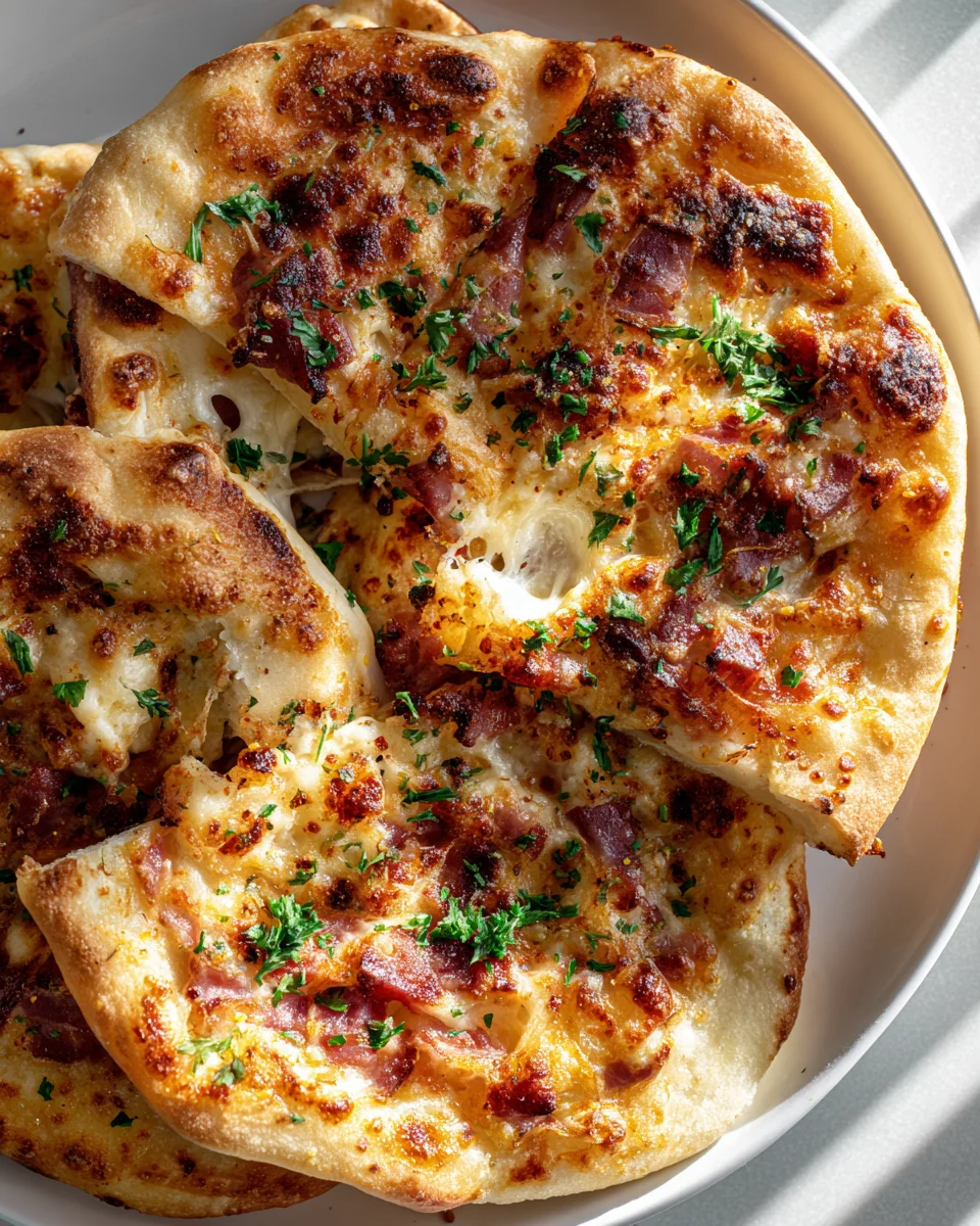 Lángos Pockets gefüllt mit Rinderschinken & Mozzarella