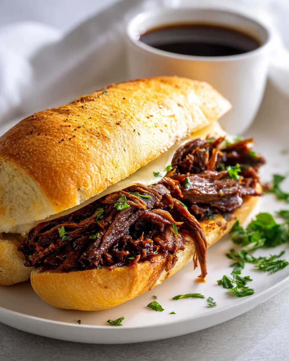 Das beste Crockpot Französische Dip Rindfleisch Sandwich