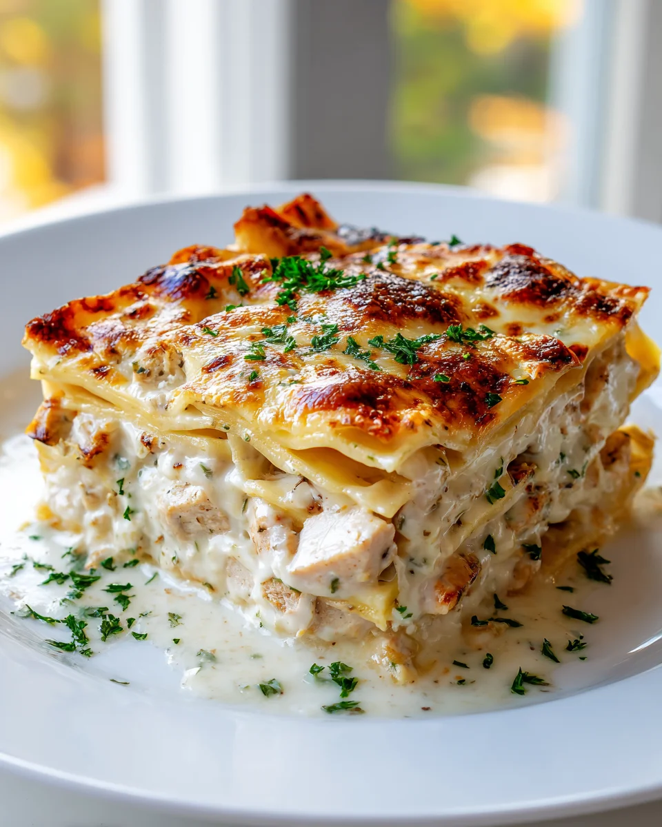 Cremige Weiße Hähnchen Alfredo Lasagne – Einfach Lecker!