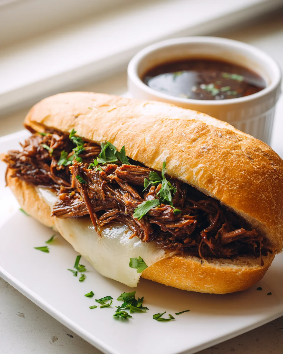 Das beste Crockpot Französische Dip Rindfleisch Sandwich