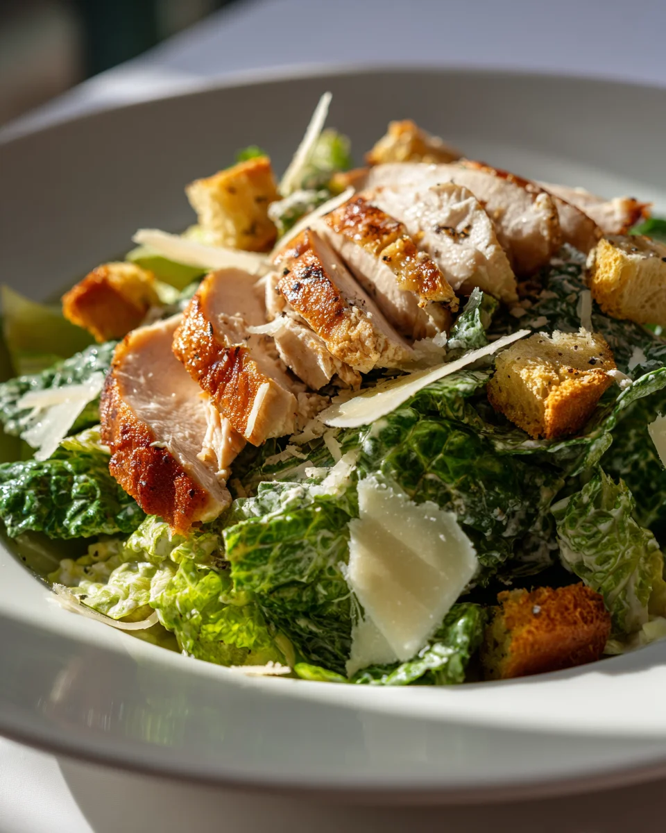 Hähnchen Caesar Salat: Knackig & Frisch mit Römersalat!