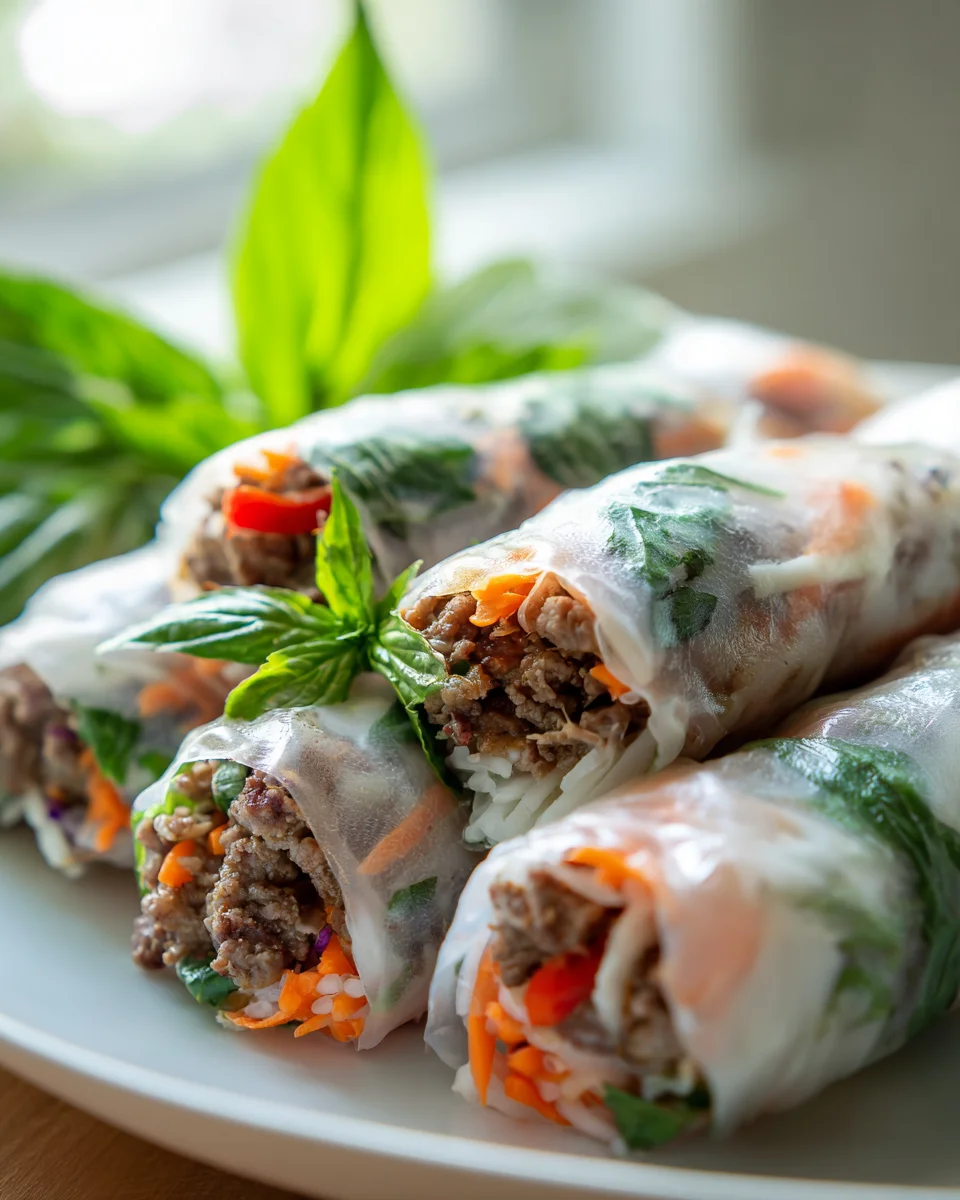 Thai Basilikum Rindfleisch Rollen: Frischer Geschmack!