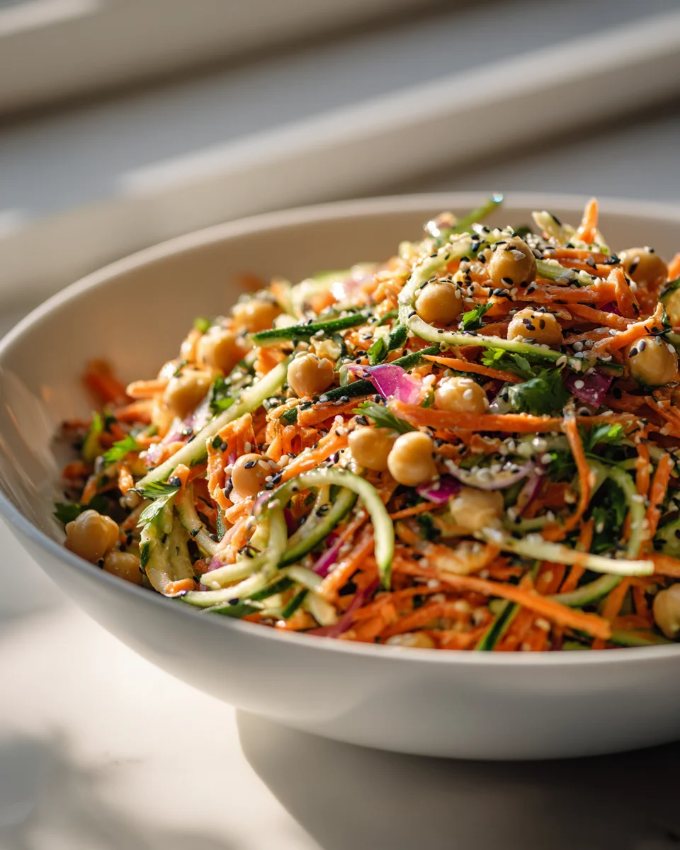 Frischer Asia-Gurken-Kichererbsen-Salat mit Sesam-Dressing