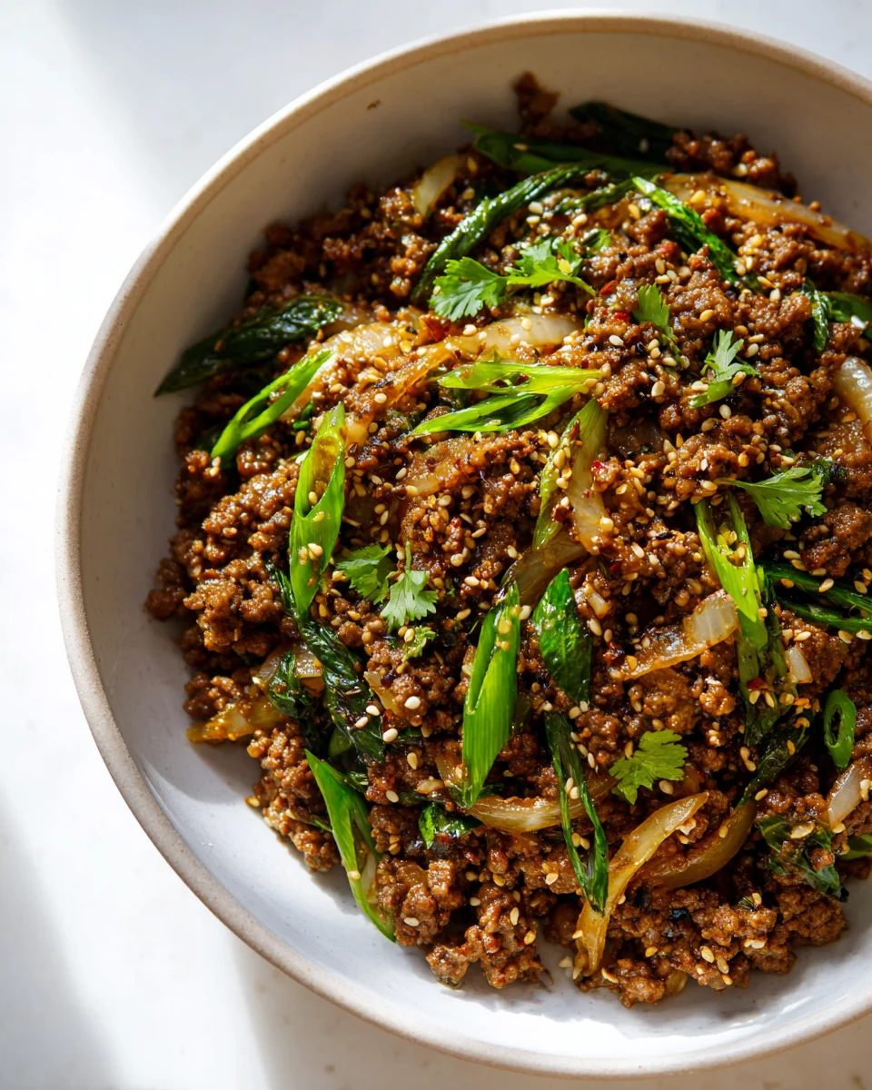 Asiatische Zwiebel-Hackpfanne: Würzig mit Soja & Sesam