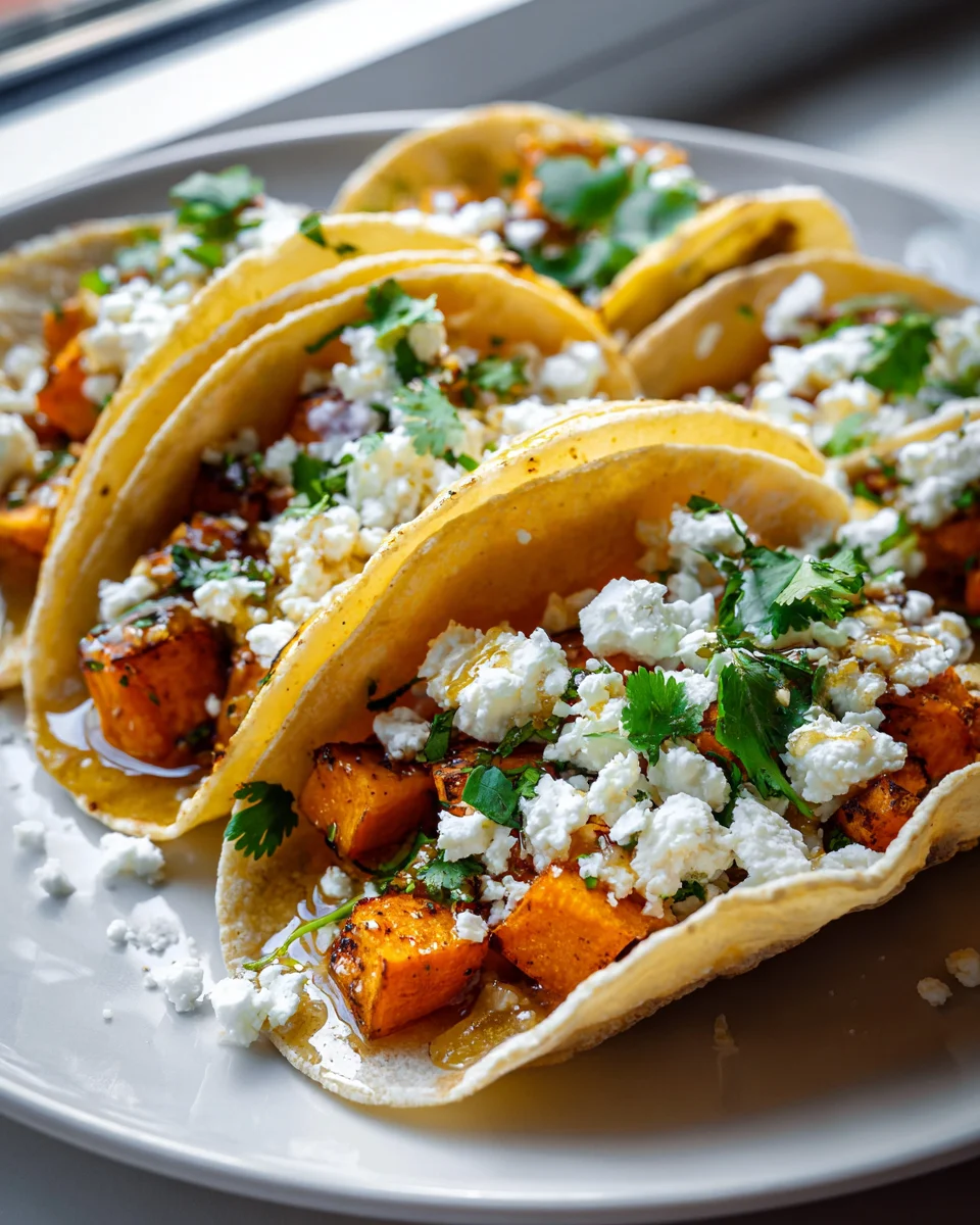 Geniale Süßkartoffel Tacos mit Feta & Honig – unwiderstehlich