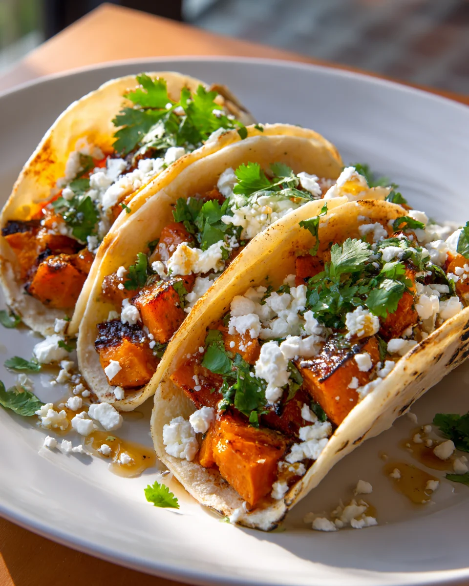 Geniale Süßkartoffel Tacos mit Feta & Honig – unwiderstehlich