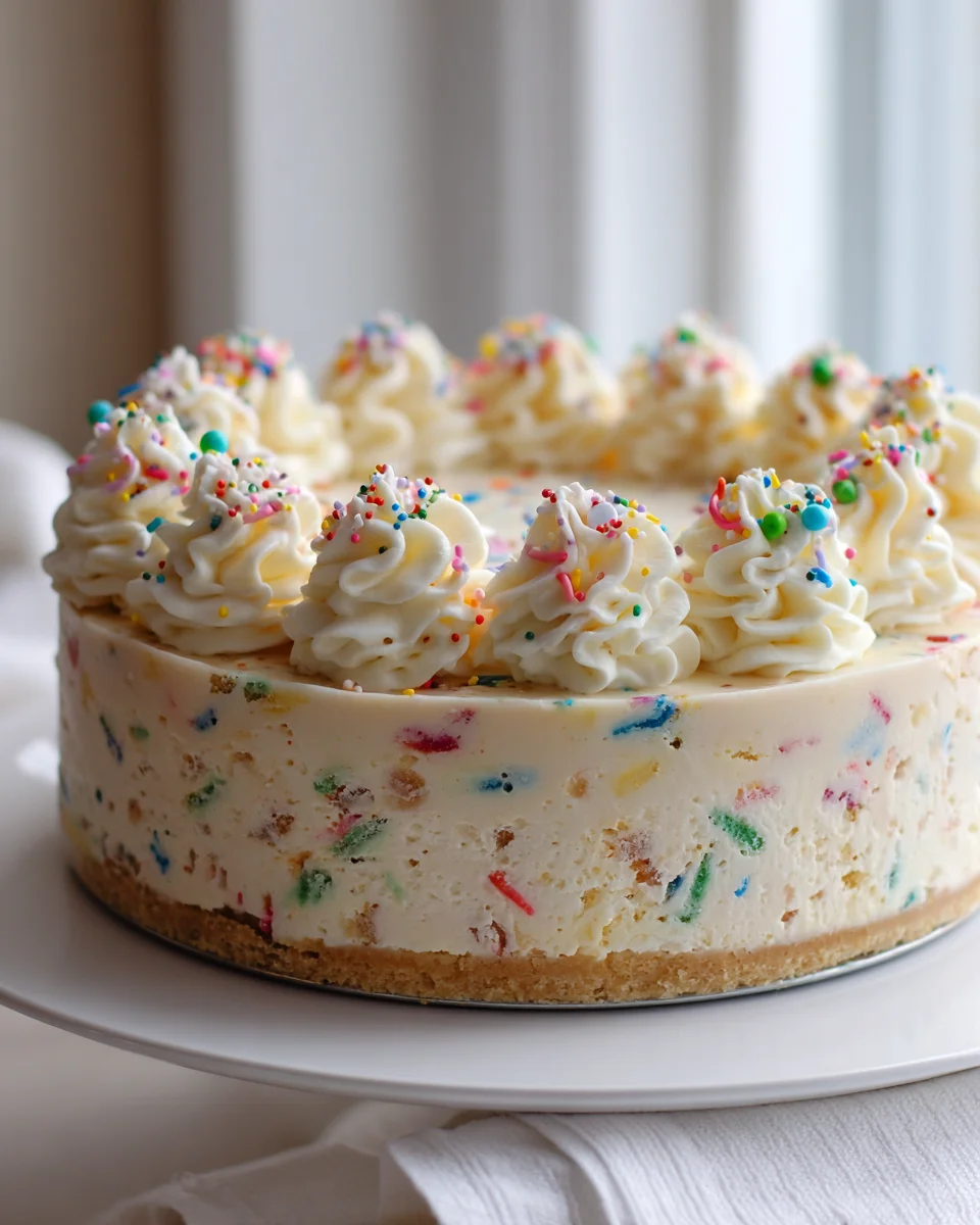 Funfetti Geburtstagskuchen: Kühlschrank-Käsekuchen ohne Backen
