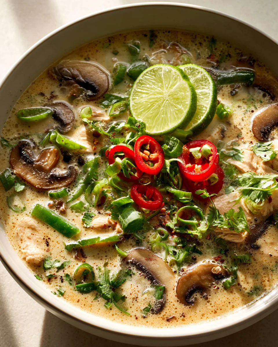 Cremige Thai Kokos-Hähnchen Suppe mit Limette: Einfach Lecker!
