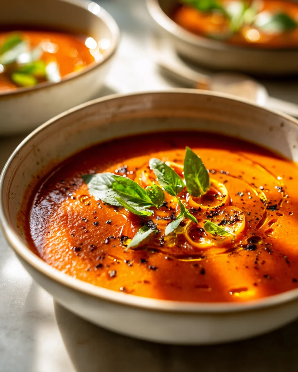 Cremige Geröstete Tomaten-Knoblauch-Paprika Suppe – Dein Rezept