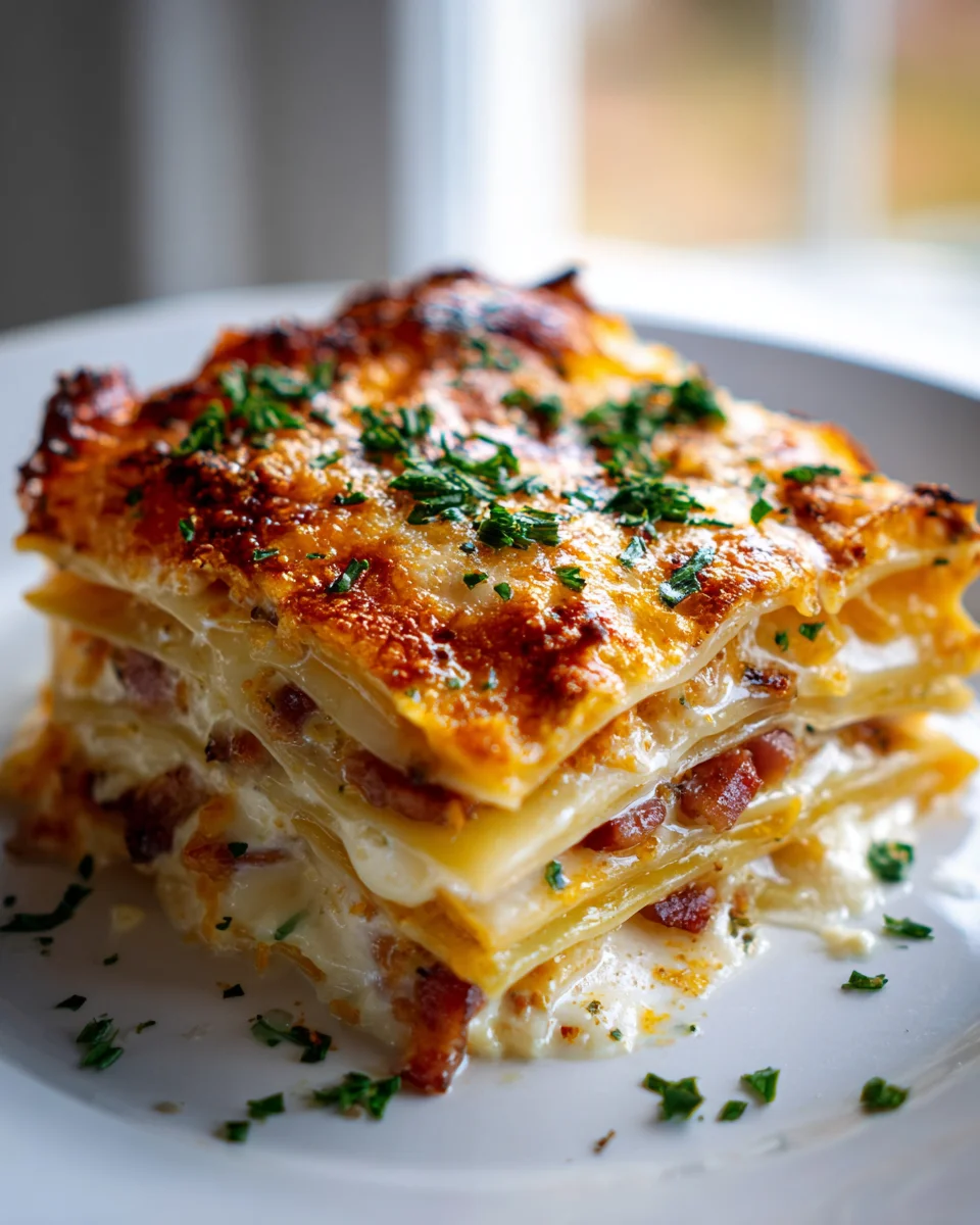 Rind Bacon Cheddar Kartoffel-Lasagne: Herzhaft & Lecker!