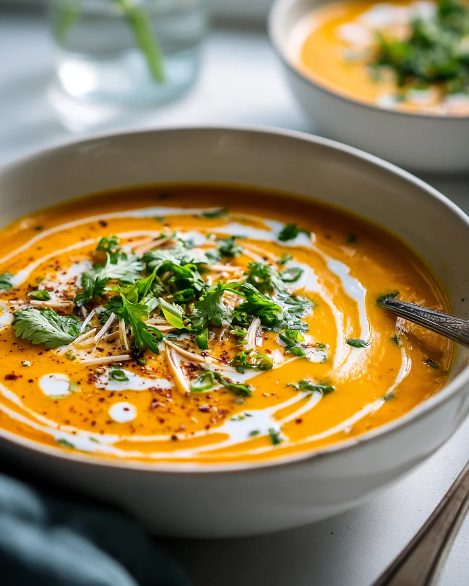 Würzige Hokkaido Kürbissuppe: Kokosmilch, Ingwer & Kräuter