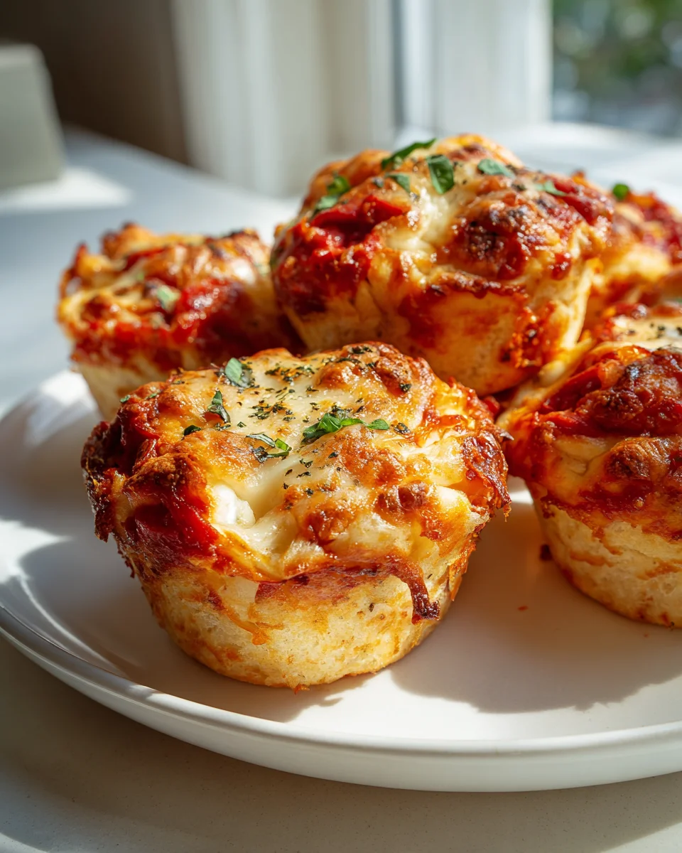 Leckere Mini Pizza Muffins mit Tomate und Mozzarella Rezept