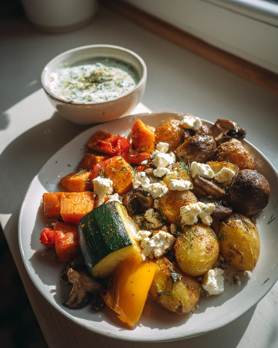 Ofengemüse mit Feta & Kräuterjoghurt: Schnell & Lecker!