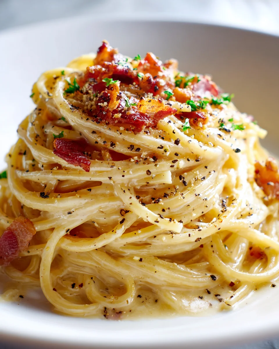 Perfekte Knoblauchbutter Carbonara Spaghetti – Schnell & Cremig