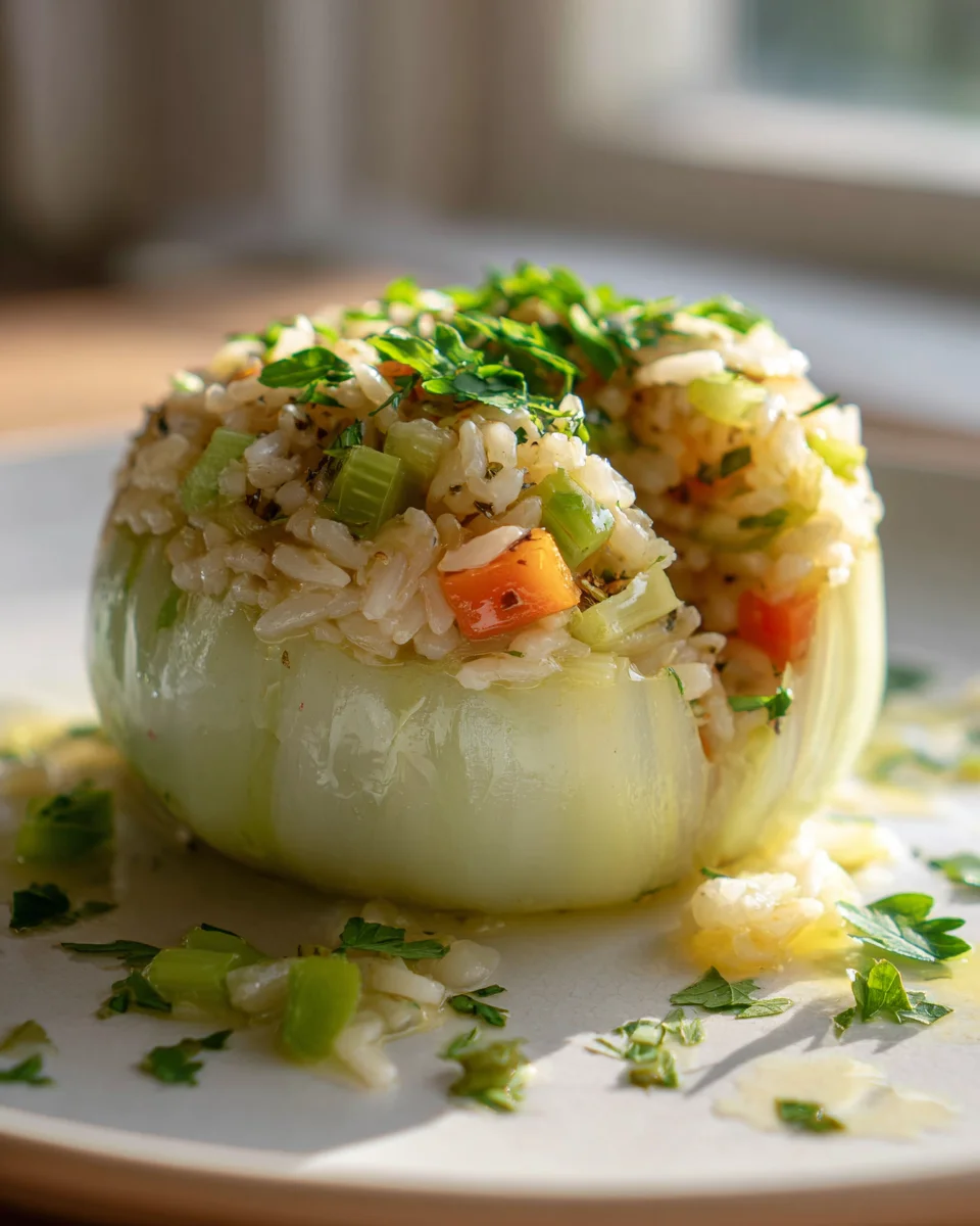 Gesunder Vegetarisch Gefüllter Kohlrabi mit Reis & Gemüse
