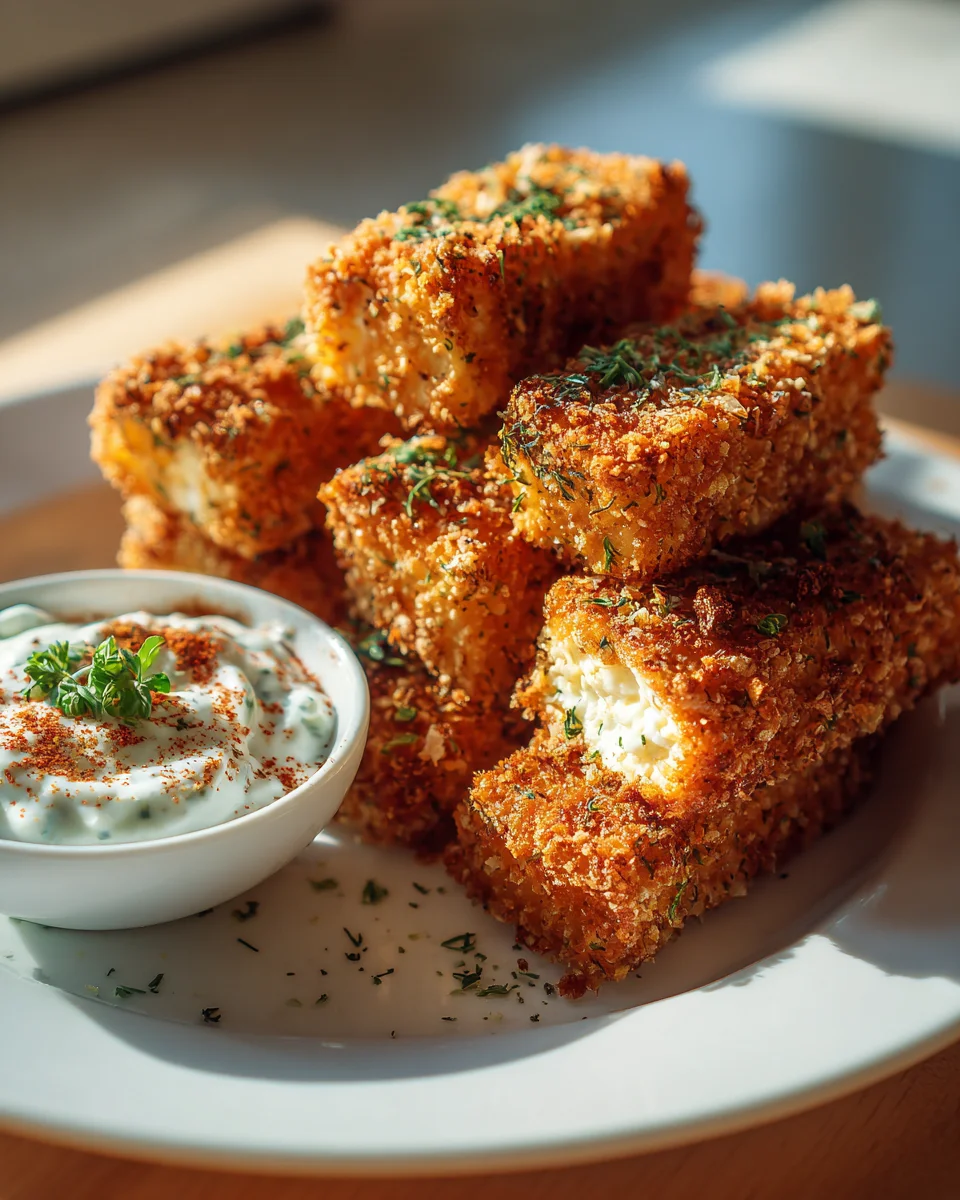 Air Fryer Feta Sticks mit Panade & Dip – Schnell & Knusprig!