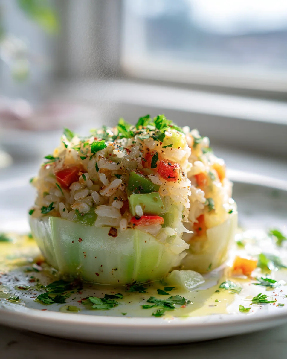 Gesunder Vegetarisch Gefüllter Kohlrabi mit Reis & Gemüse
