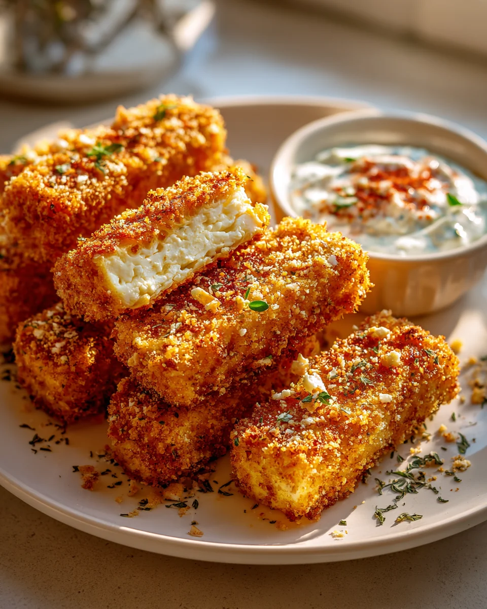 Air Fryer Feta Sticks mit Panade & Dip – Schnell & Knusprig!