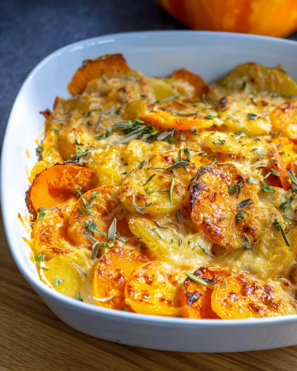 Kürbis-Kartoffel-Gratin: Cremig, würzig, einfach lecker!