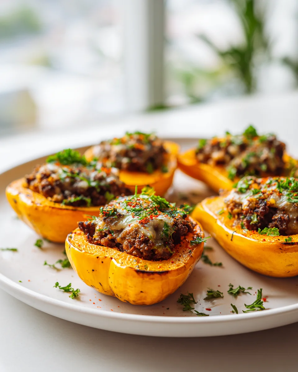 Mini Butternusskürbisse: Herzhaft gefüllt mit Hackfleisch & Käse