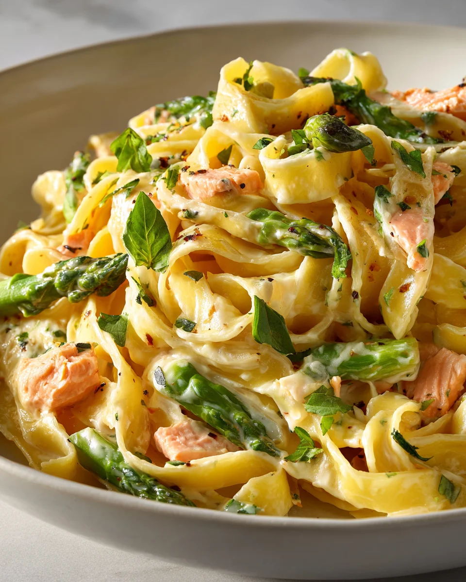 Lachs-Tagliatelle mit grünem Spargel: Einfach & Lecker!