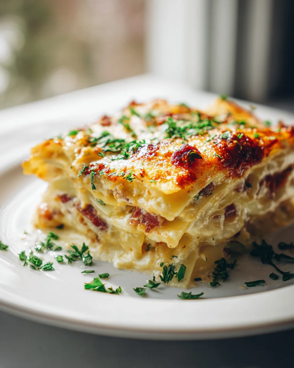 Rind Bacon Cheddar Kartoffel-Lasagne: Herzhaft & Lecker!