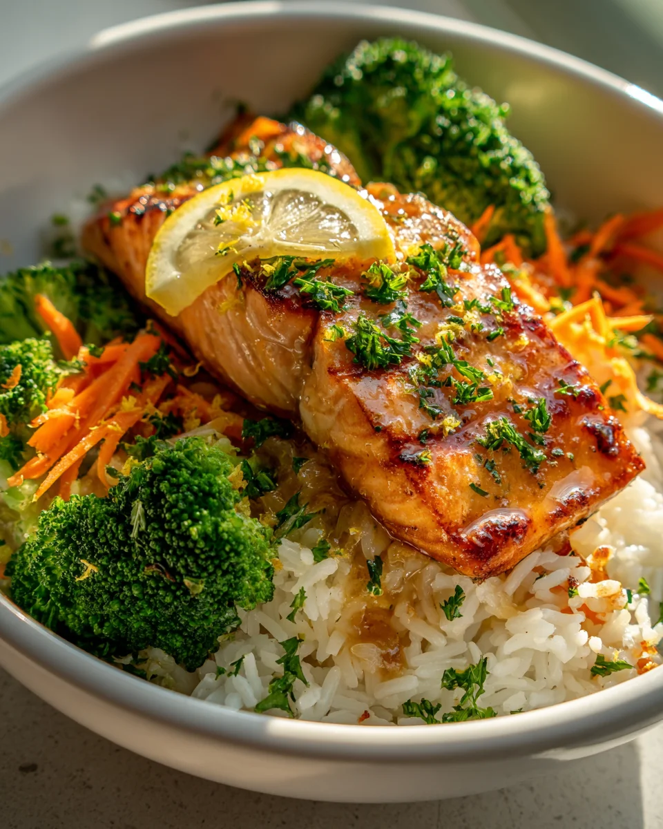 Lemon Butter Lachs Rice Bowl: Schnell & super lecker!