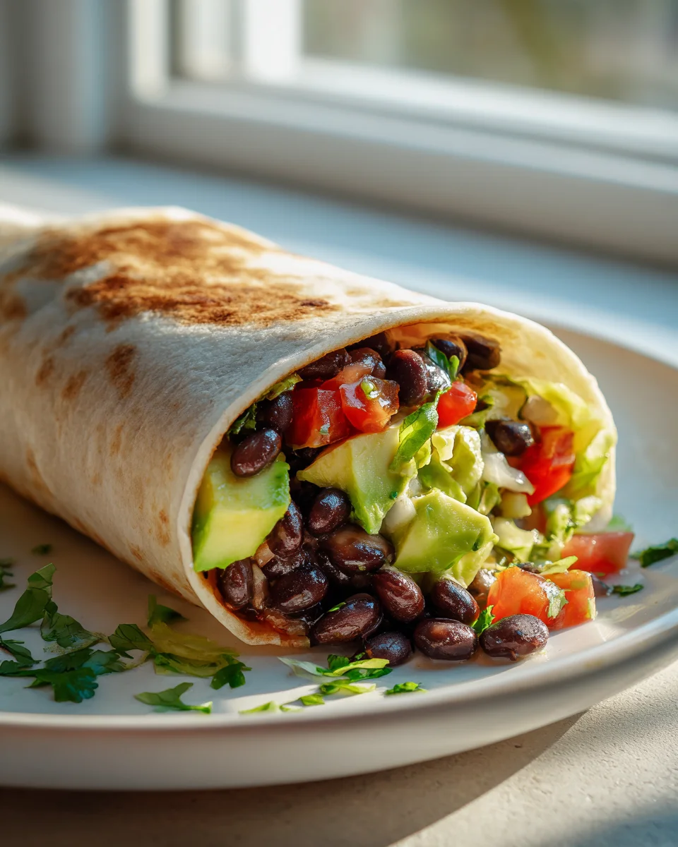 Cremiger Vegetarischer Burrito: Schwarze Bohnen & Avocado Glück