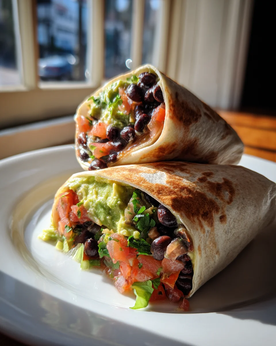 Cremiger Vegetarischer Burrito: Schwarze Bohnen & Avocado Glück