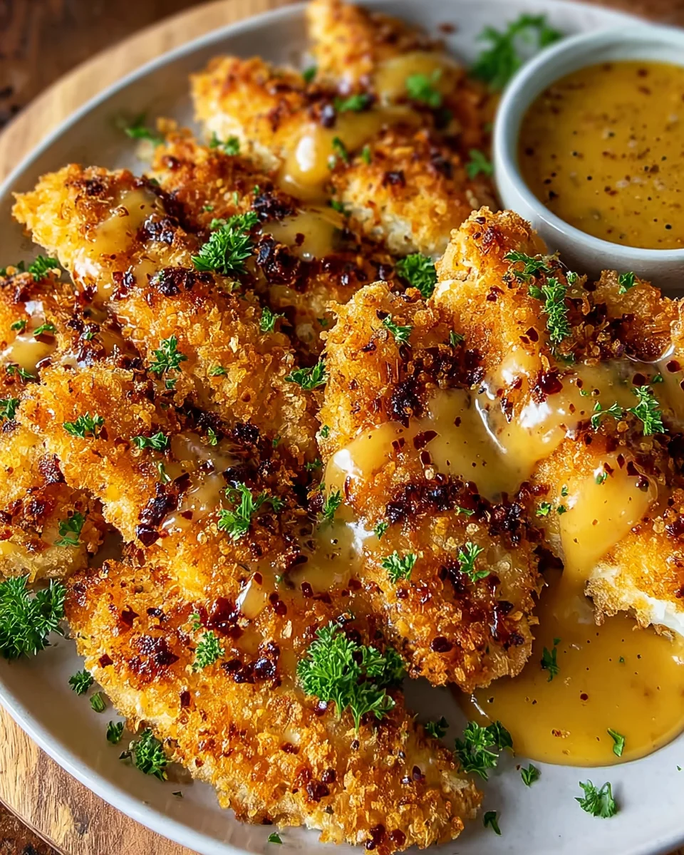 Krosse Air Fryer Hähnchenstreifen mit Honig-Senf Sauce Rezept