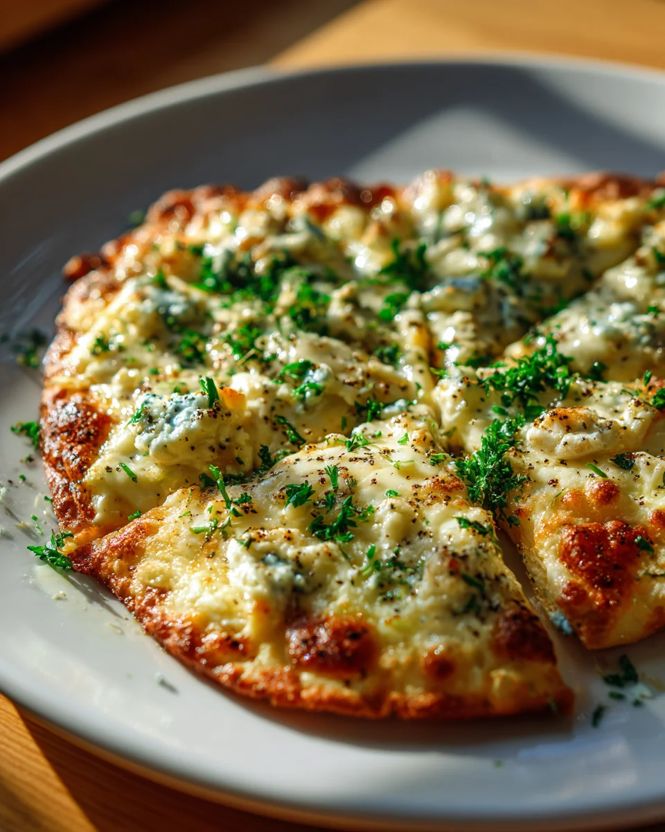 Vier Käse Tortilla Pizza: Knoblauchbutter-Rand Traum!