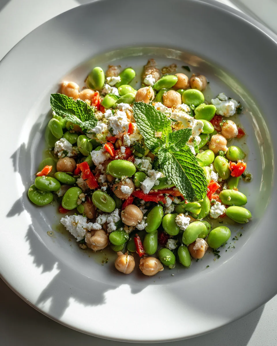 Proteinreicher Edamame Salat: Feta & Kichererbsen Power!