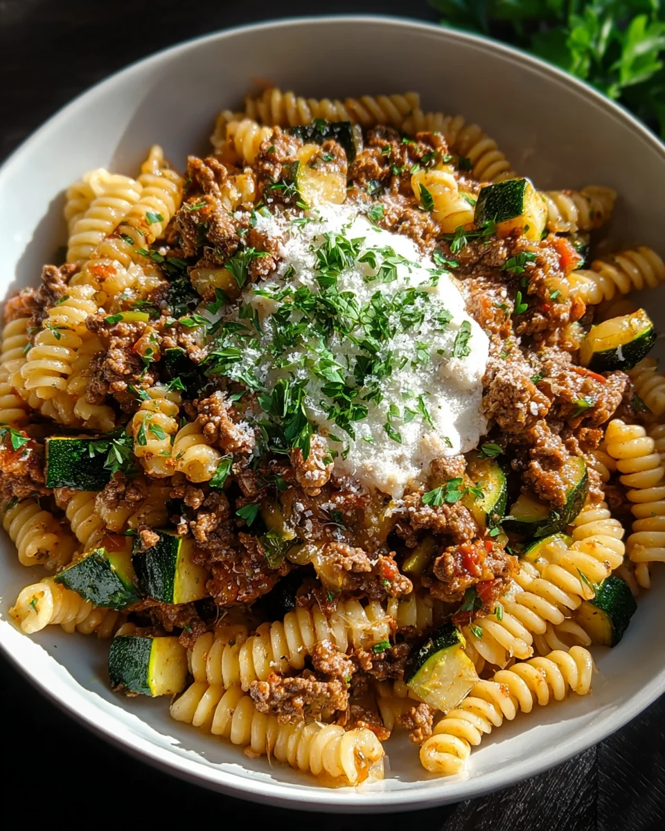 Hackfleisch Pasta mit Zucchini und Joghurt – Schnell & Lecker!