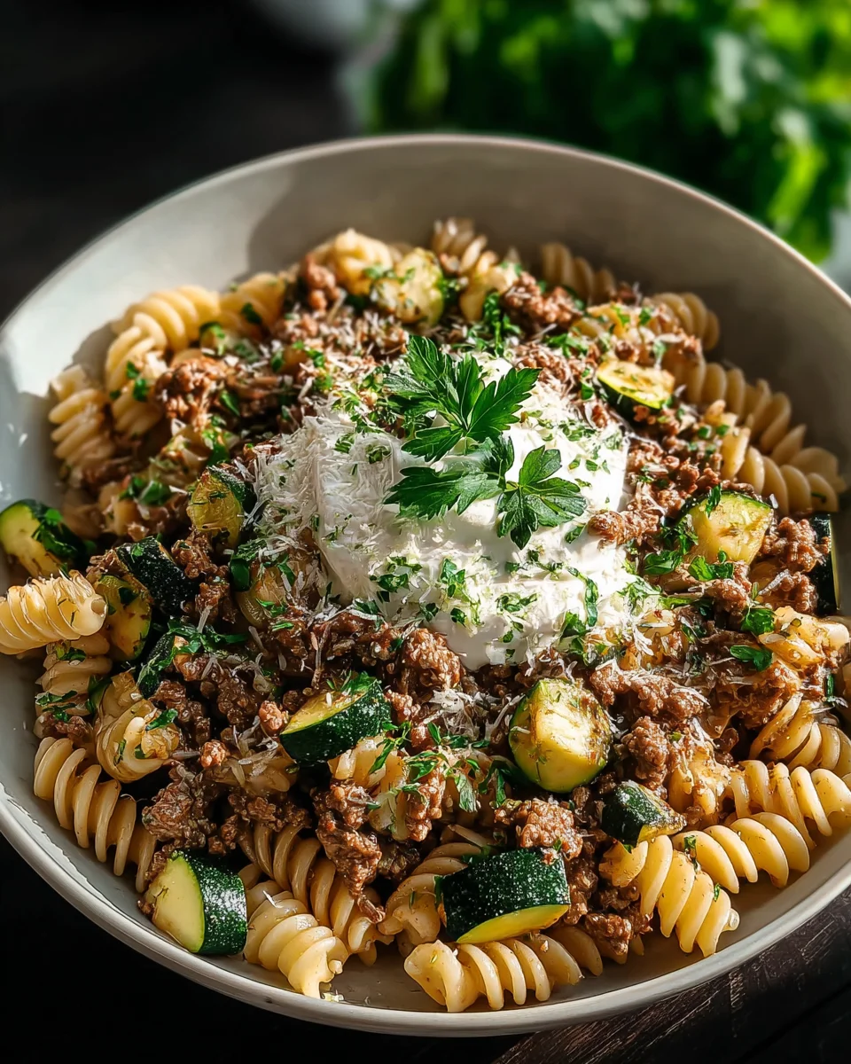 Hackfleisch Pasta mit Zucchini und Joghurt – Schnell & Lecker!