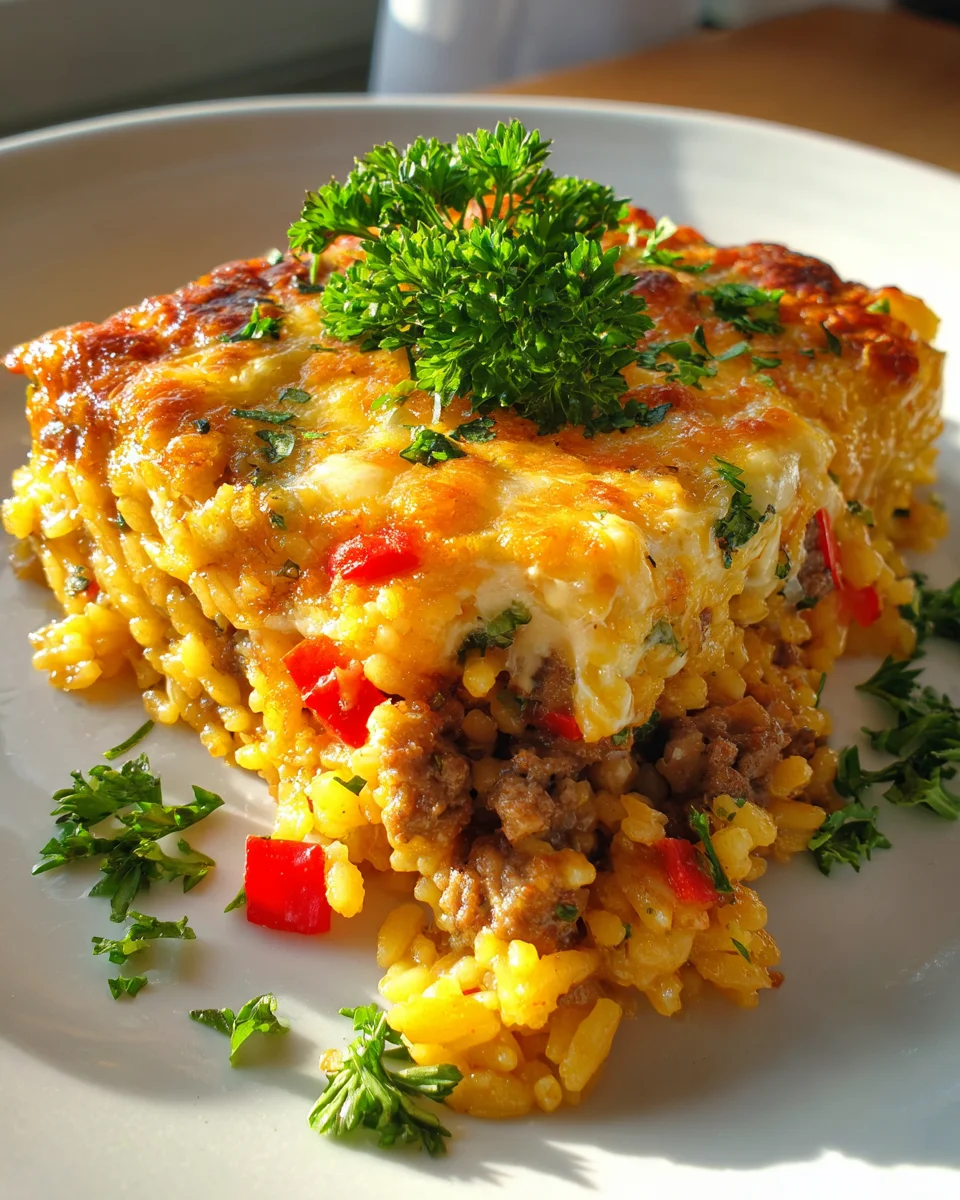 Überbackenes serbisches Reisfleisch im Ofen – Extra Geschmack!