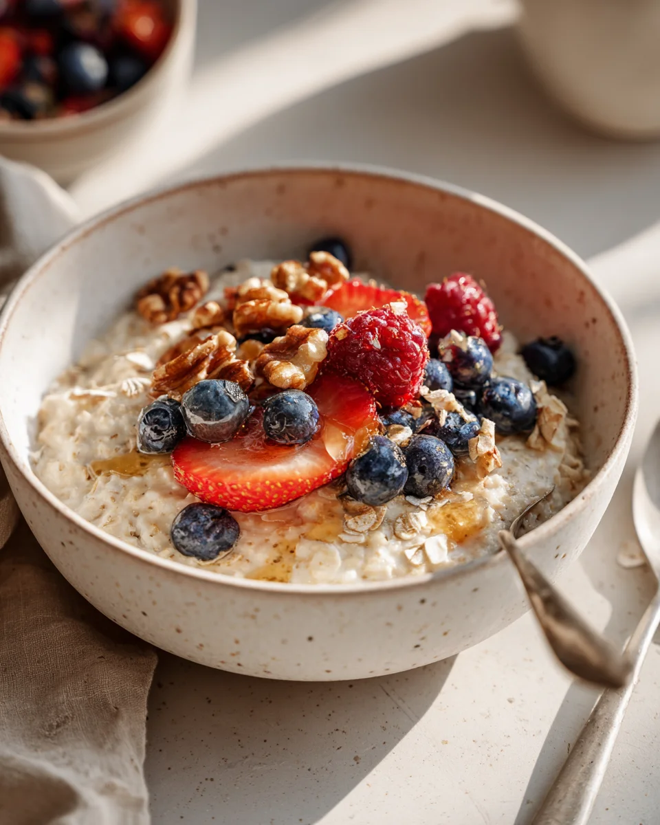 Haferflocken Porridge mit alkoholfreien Beeren & Nüssen