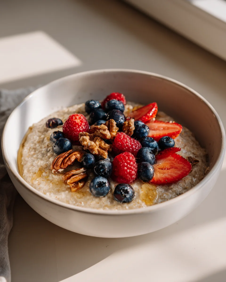 Haferflocken Porridge mit alkoholfreien Beeren & Nüssen