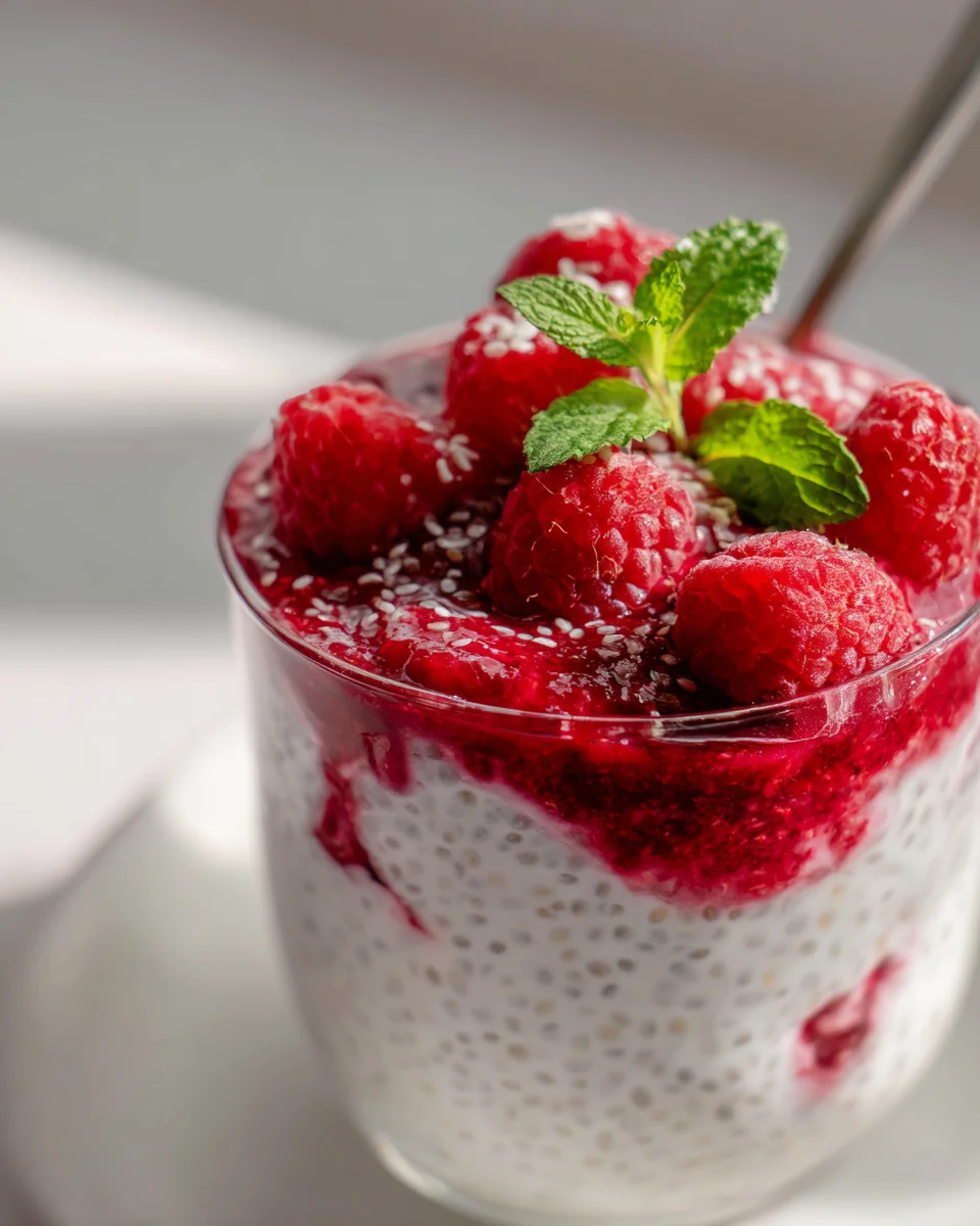 Cremiger Vanille Himbeer Chia Pudding – Schnell & gesund!
