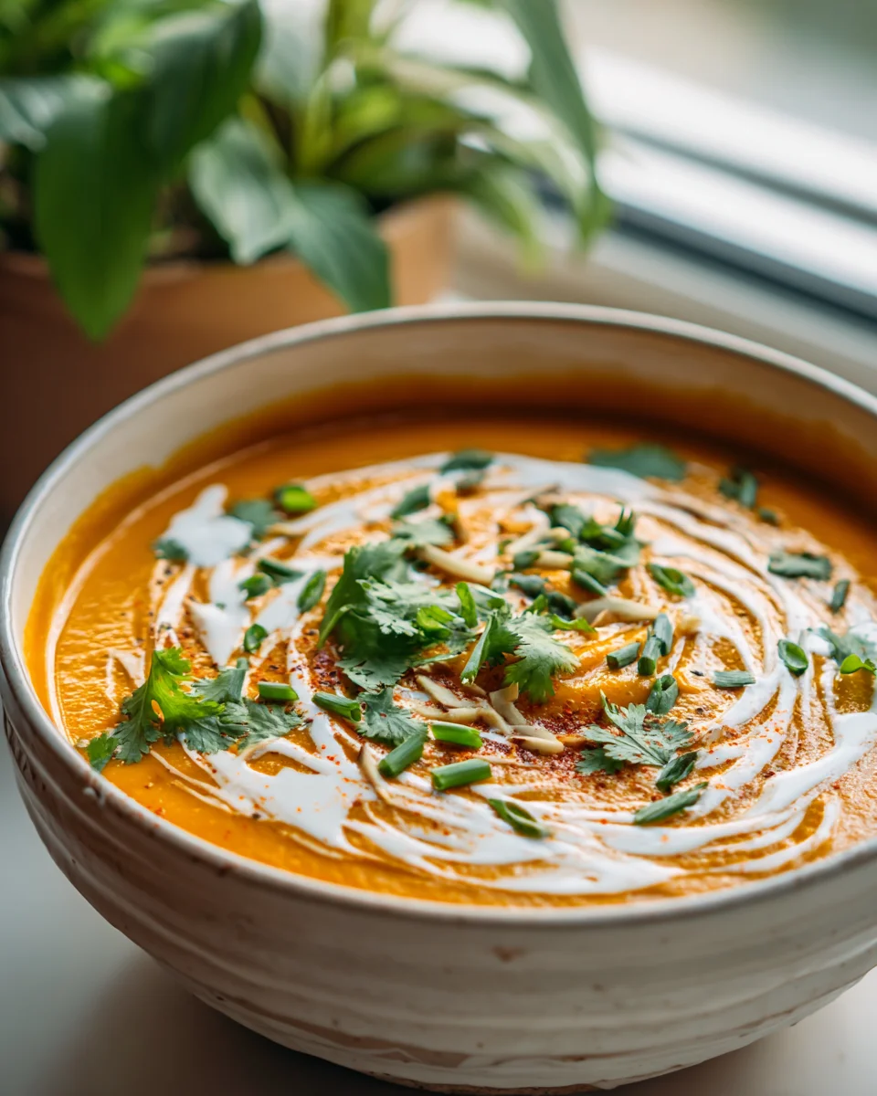 Würzige Hokkaido Kürbissuppe: Kokosmilch, Ingwer & Kräuter