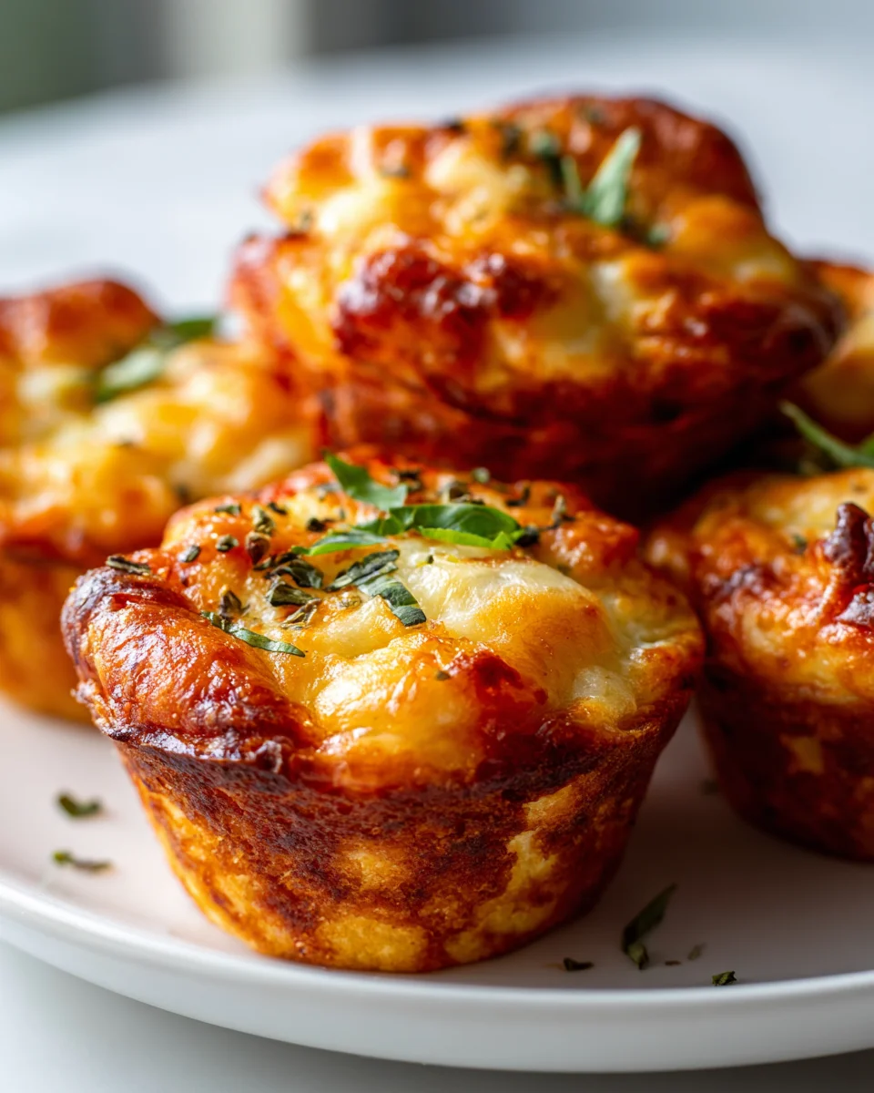Leckere Mini Pizza Muffins mit Tomate und Mozzarella Rezept