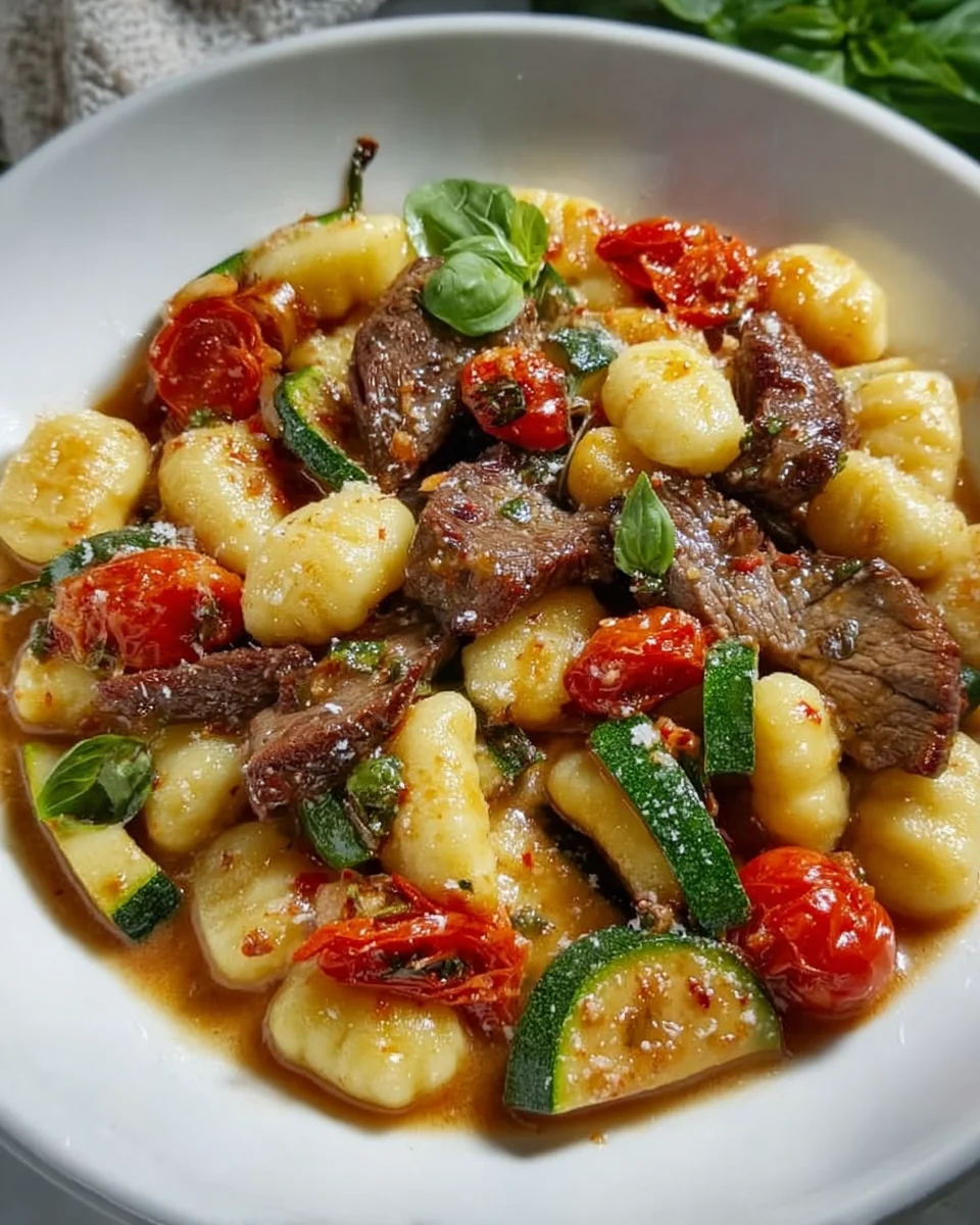 Gnocchi mit Rinderfilet und Kirsch-Tomaten-Sauce rezept