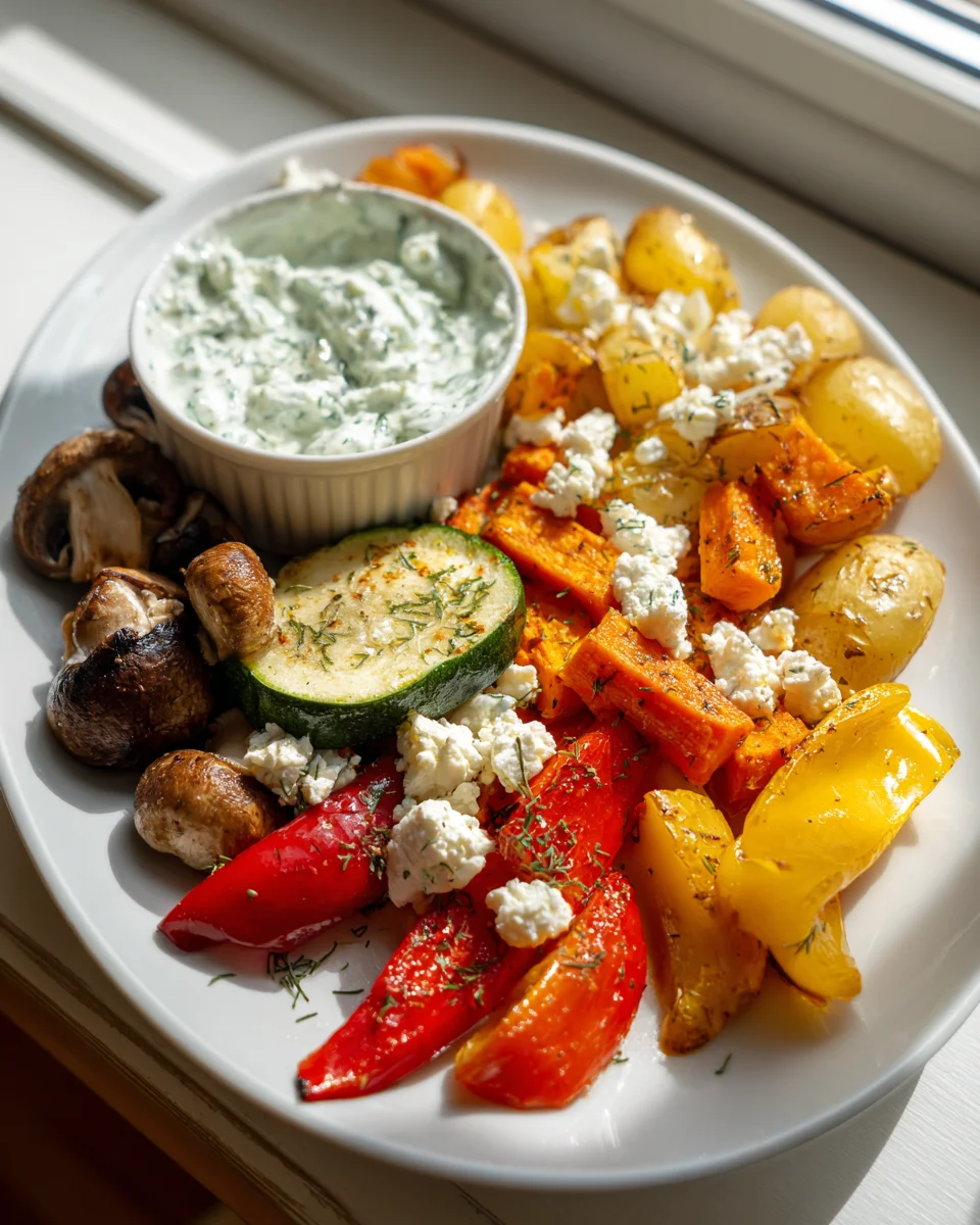 Ofengemüse mit Feta & Kräuterjoghurt: Schnell & Lecker!