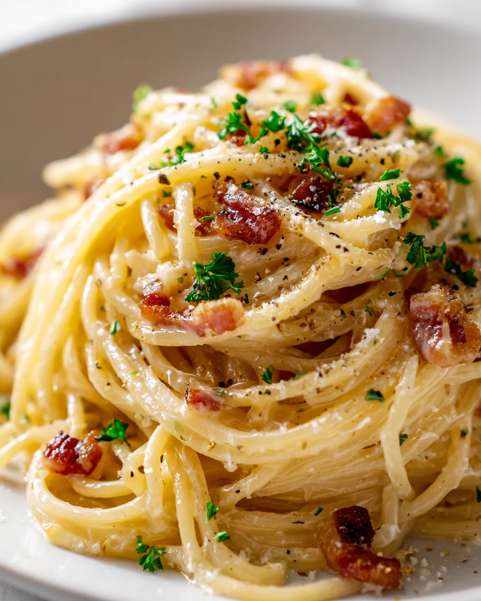 Perfekte Knoblauchbutter Carbonara Spaghetti – Schnell & Cremig