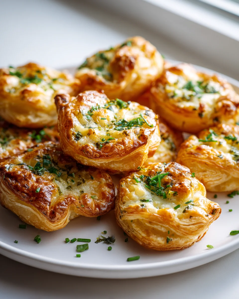 Mini Kräuter- und Käse-Blätterteig-Häppchen für Partys