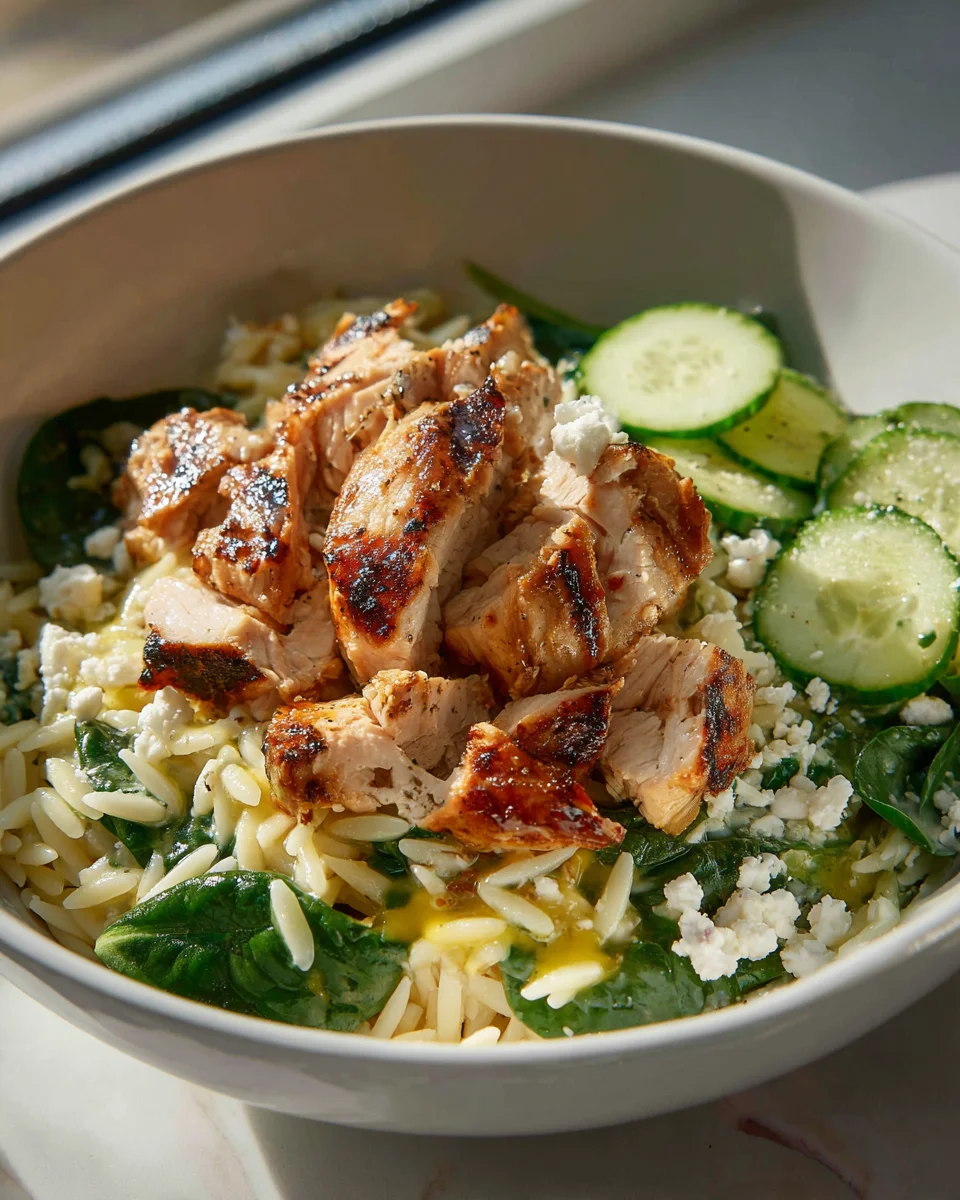 Griechische Hähnchen-Bowls mit Orzo und Zitronendressing