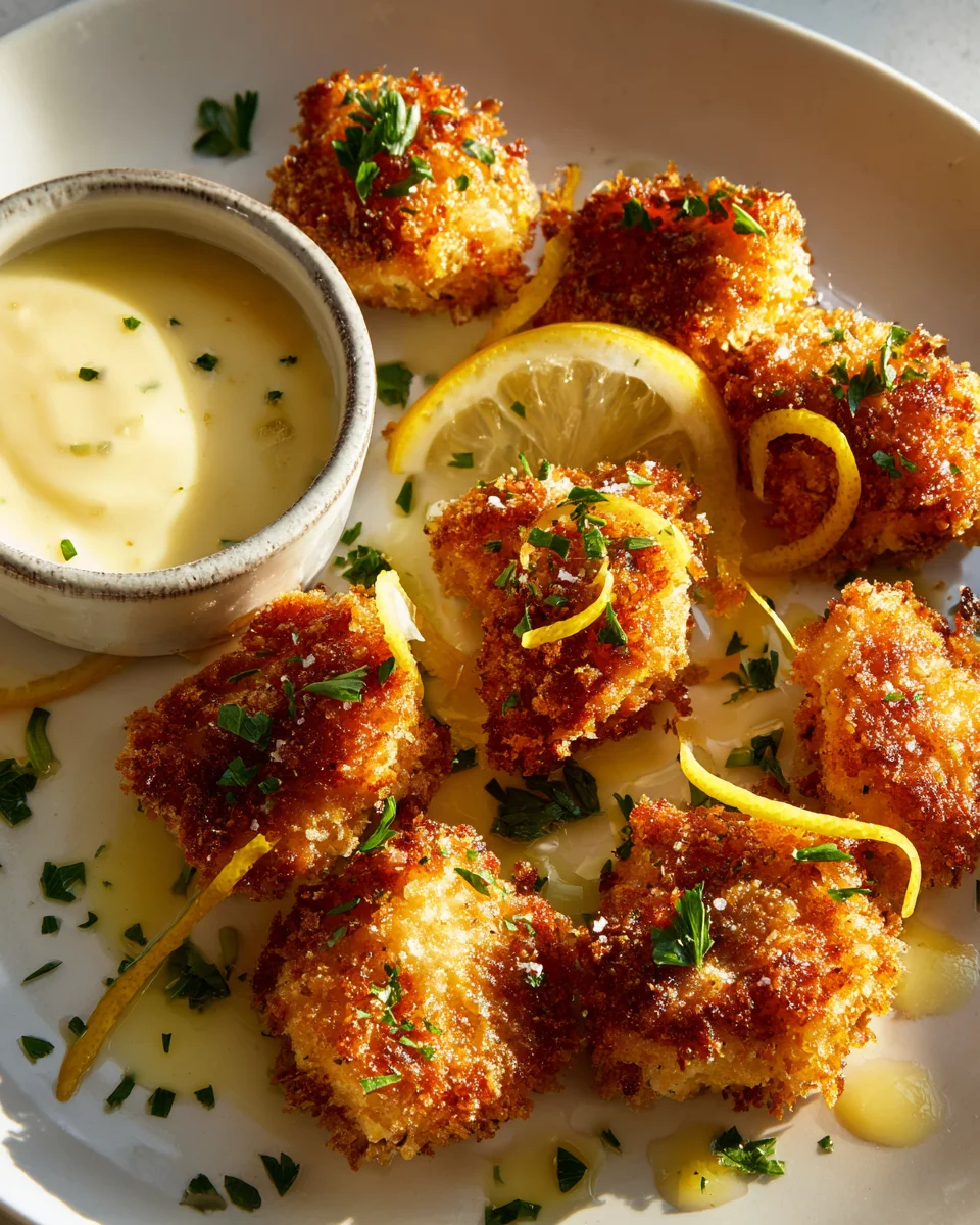 Mini Lemon Chicken Romano Bites mit Knoblauch-Aioli Rezept