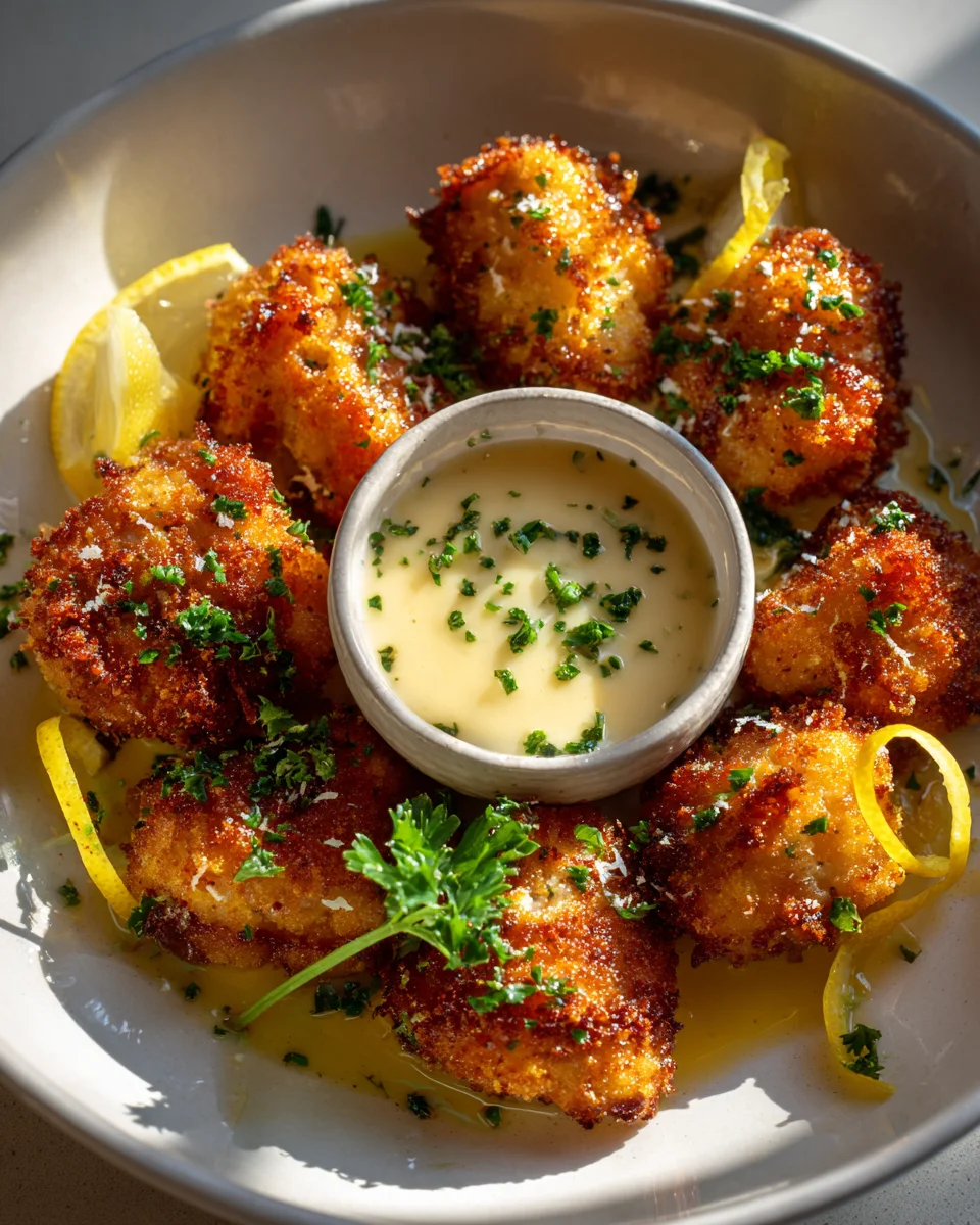 Mini Lemon Chicken Romano Bites mit Knoblauch-Aioli Rezept