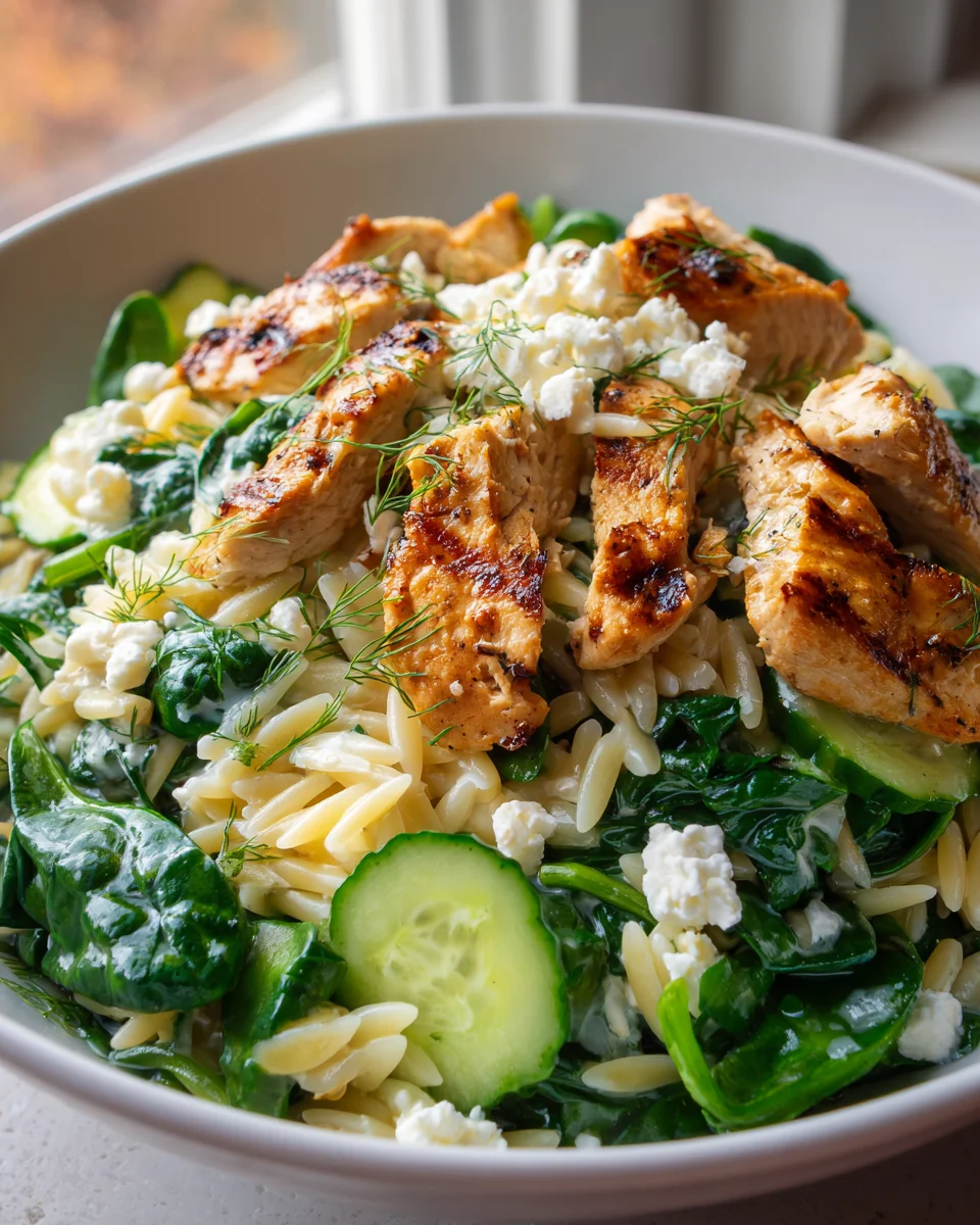 Griechische Hähnchen-Bowls mit Orzo und Zitronendressing